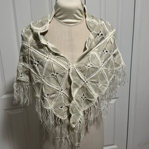 Handmade leather and crochet wrap/shawl